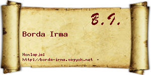 Borda Irma névjegykártya